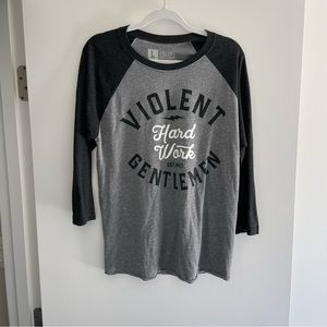 Violent Gentlemen Black and Gray 3/4 sleeve Tshirt L